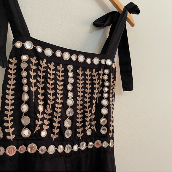 Anthropologie Raga Natasha Black Cotton Mirrored Jumpsuit Size Medium - Picture 6 of 16